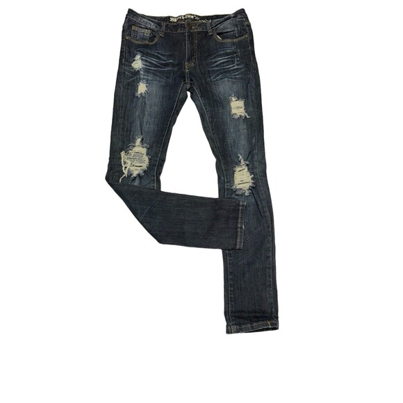 MACHINE POUR NEUF MODE Jeans Distressed Destructed Stretch‎ Size 11 Juniors - Picture 2 of 13